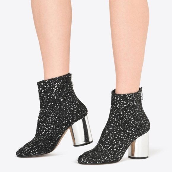 Maison Martin Margiela Shoes - NIB MAISON MARGIELA Paillettes Socks Silver Glitter Black Metallic Booties 41